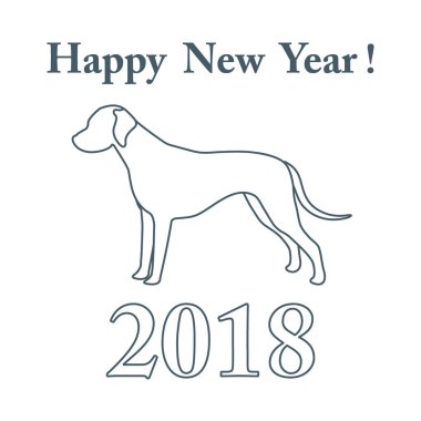 Dalmaçya siluet ve yazıt mutlu yeni yıl.