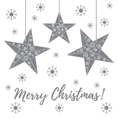 Vektör çizim kar taneleri ve üç yıldız origami ile kat