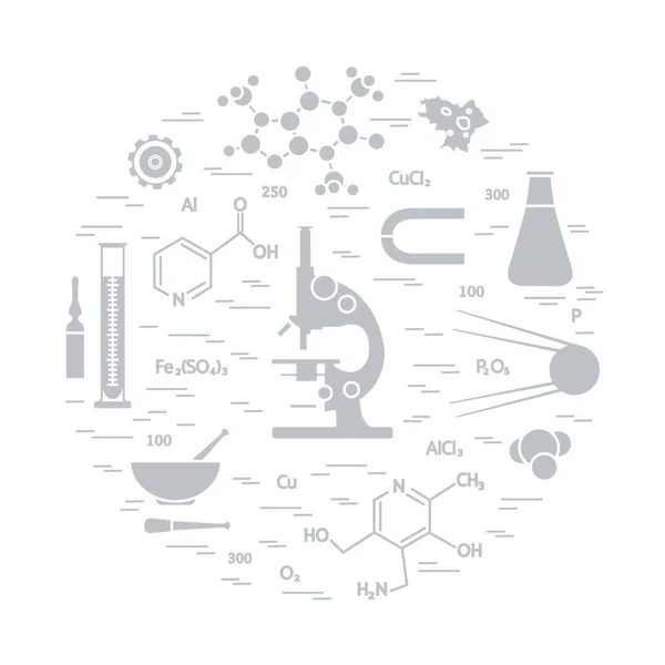 Icono vectorial estilizado de variedad científica, elementos educativos : — Vector de stock
