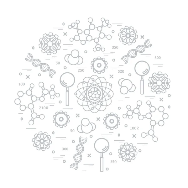 Stilisierte Vektor-Ikone der Vielfalt wissenschaftliche, pädagogische Elemente. — Stockvektor