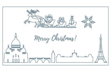 Noel Baba'ya kızak ile Paris'e uçan geyikler