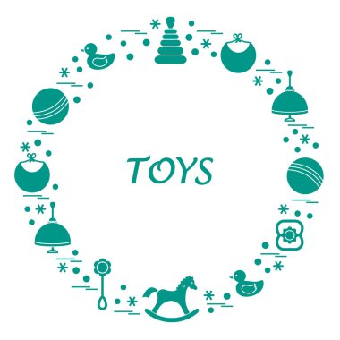 Vektör çizim çocuklar bir daire içinde düzenlenmiş elemanları: whirligi