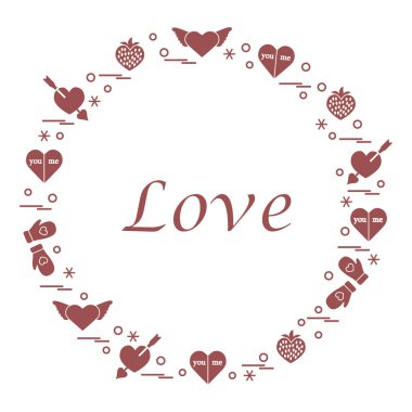 Sevimli vektör çizim ile farklı romantik sembolleri düzenlemek