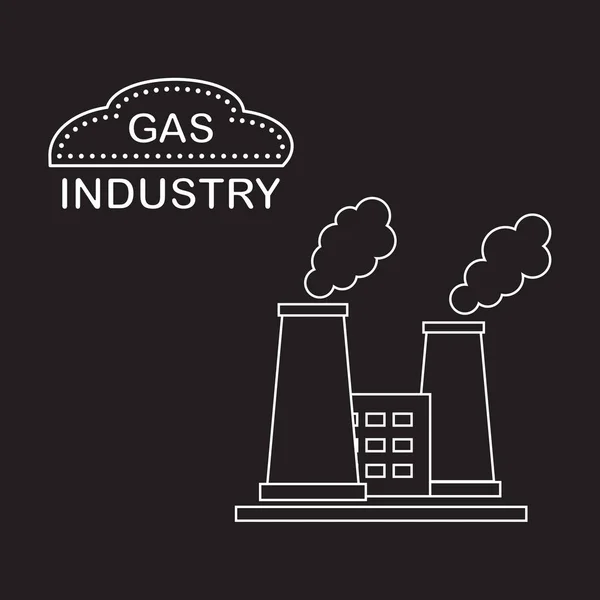 Planta de procesamiento de gas con chimeneas humeantes . — Vector de stock