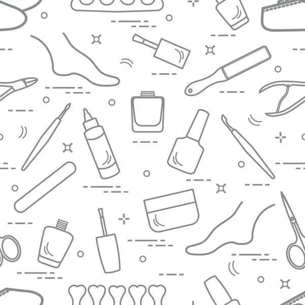Patrón de herramientas y productos de manicura y pedicura para la belleza a — Vector de stock