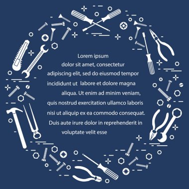 Yapı, inşaat ve ev onarım için çeşitli araçlar.