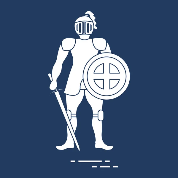 Chevalier en armure avec bouclier et épée . — Image vectorielle