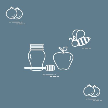 Apple Rosh Hashanah, nar, arı bal. Geleneksel J