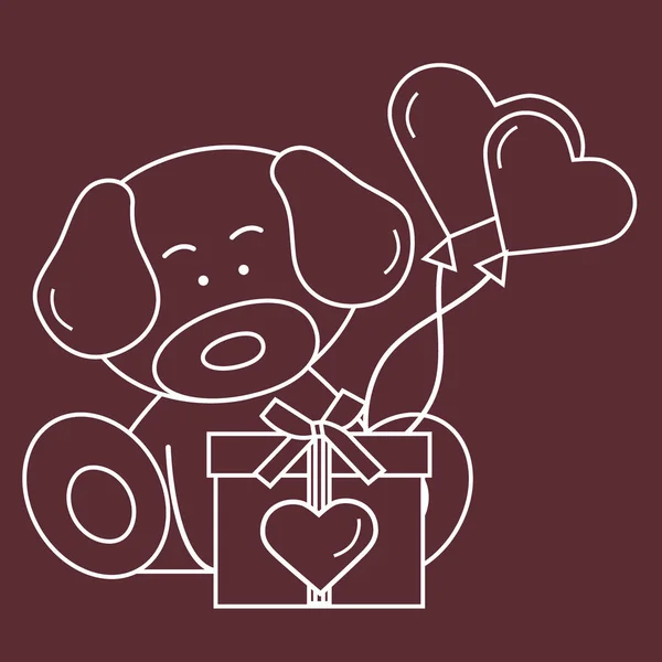 선물, 하트 풍선 강아지입니다. 발렌타인 — 스톡 벡터