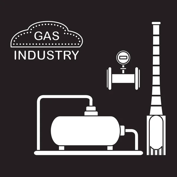Planta de procesamiento de gas. Contador de gas industrial . — Vector de stock