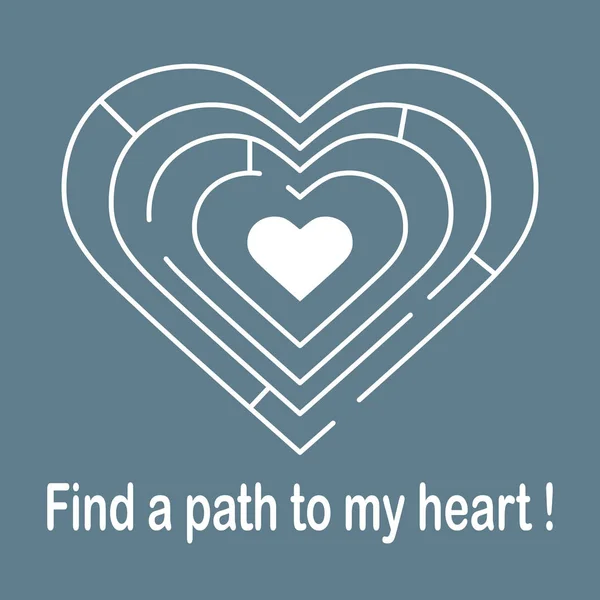 Labyrinth ke jantung. Hari Valentine - Stok Vektor