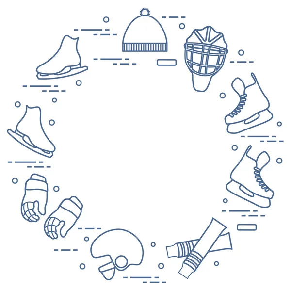 Patinaje artístico y elementos de hockey . — Vector de stock