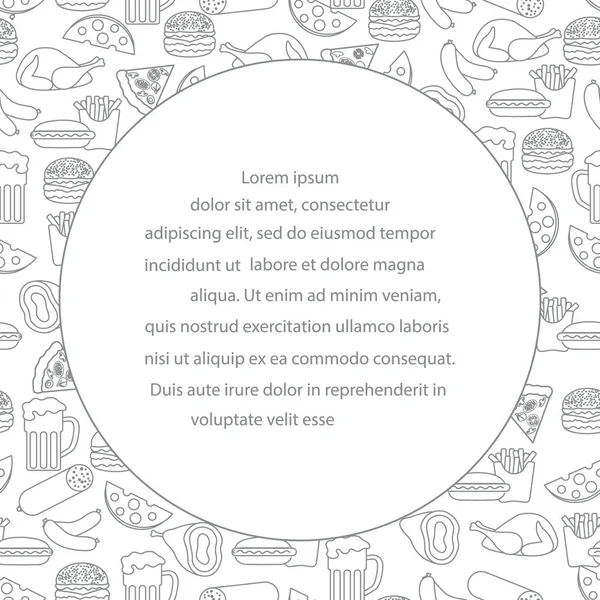 Cerveza, diferentes tipos de comida y comida rápida . — Vector de stock