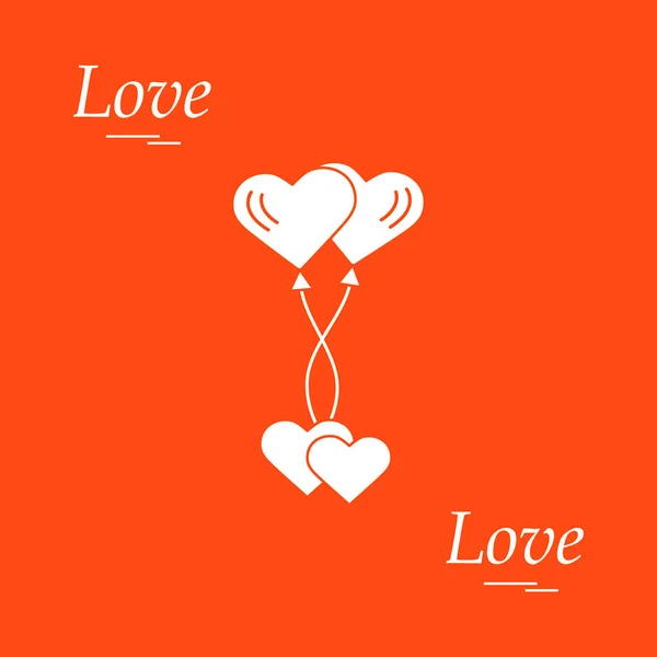 Cute vector illustration of love symbols: heart air balloons ico — Stock Vector