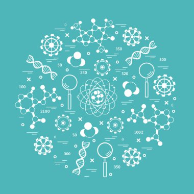 Stilize vektör simge çeşitli bilimsel, eğitim elemanları.