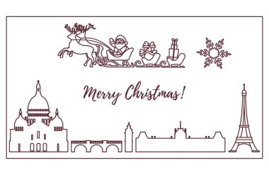 Noel Baba'ya kızak ile Paris'e uçan geyikler