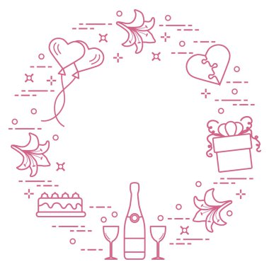 Sevgililer günü: hediye, Balonlar, pasta, kalp, lily