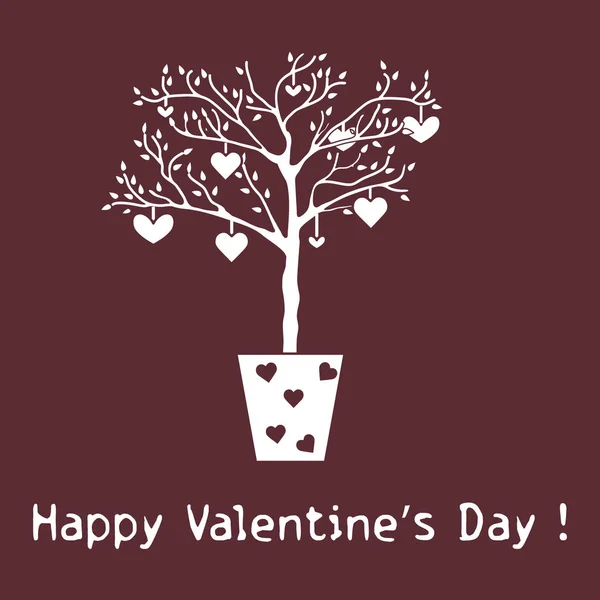 树与心脏。情人节贺卡 — 图库矢量图片
