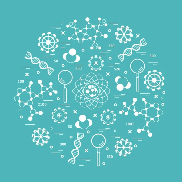 Stilize vektör simge çeşitli bilimsel, eğitim elemanları.