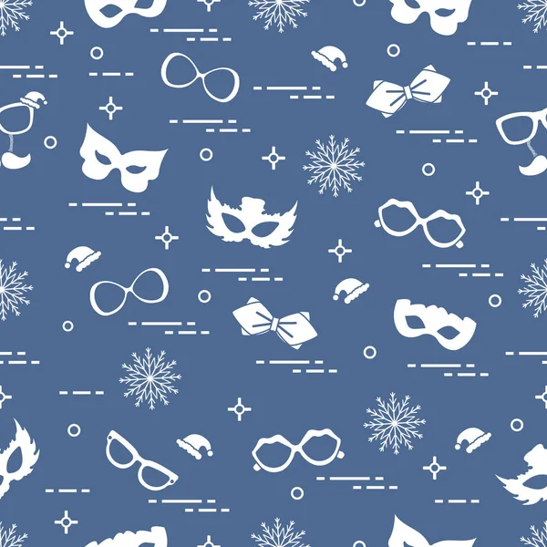 Farklı karnaval süslemeleri seamless modeli: maskeler, chris