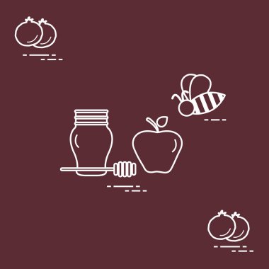 Apple Rosh Hashanah, nar, arı bal. Geleneksel J