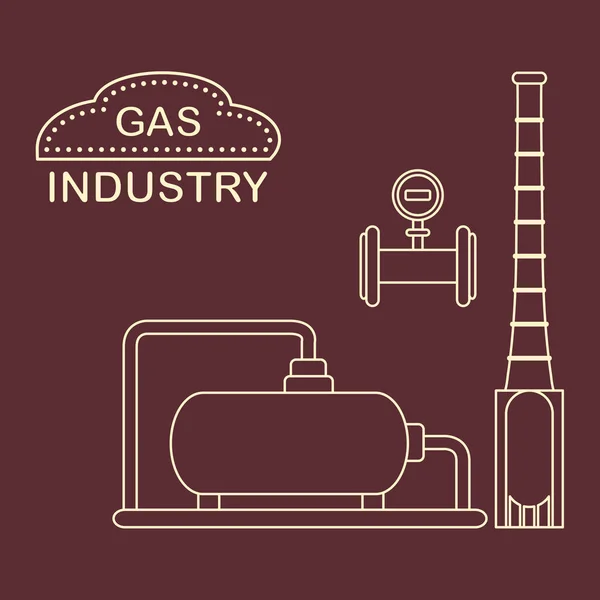 Unidade de processamento de gás. Medidor de gás industrial . — Vetor de Stock