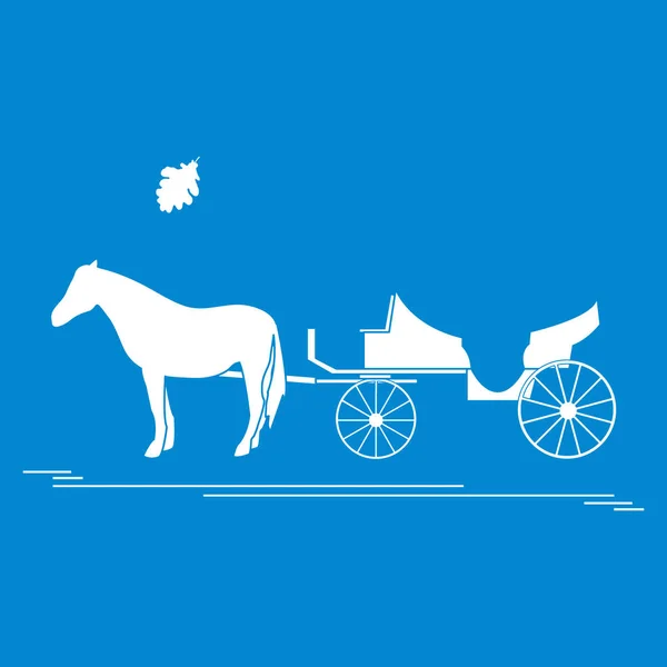 Ilustração vetorial com carruagem puxada a cavalo e folha de carvalho. Trav... — Vetor de Stock
