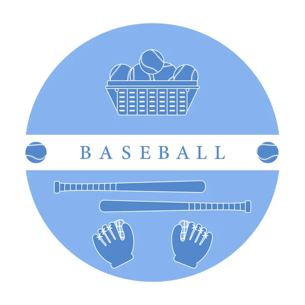 Luvas, bolas, bastões de basebol. Equipamento de beisebol . — Vetor de Stock