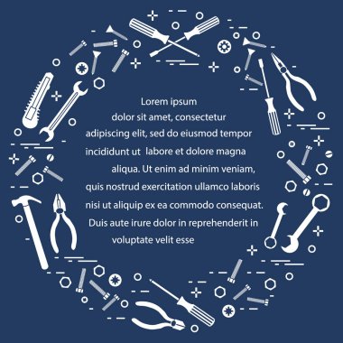 Yapı, inşaat ve ev onarım için çeşitli araçlar.