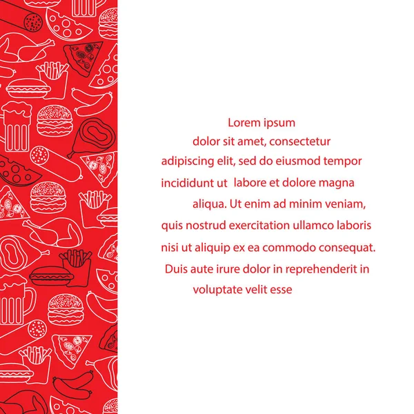 Cerveza, diferentes tipos de comida y comida rápida . — Vector de stock