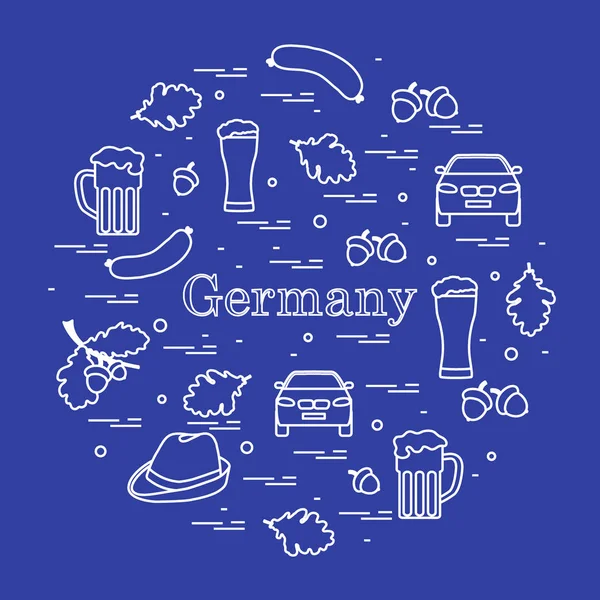 Illustration vectorielle avec divers symboles de l'Allemagne disposés en — Image vectorielle