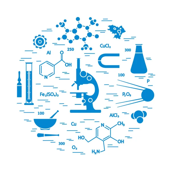 様々 な科学的な教育要素の様式化されたベクトルのアイコン: — ストックベクタ