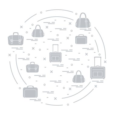 Vektör çizim farklı çanta ve bavul seyahat için 