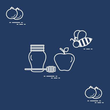 Apple Rosh Hashanah, nar, arı bal. Geleneksel J