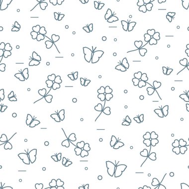 Shamrock ve kelebekler ile Seamless Modeli.