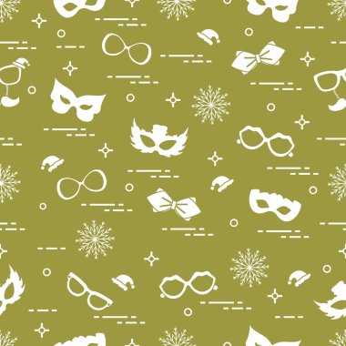 Farklı karnaval süslemeleri seamless modeli: maskeler, chris