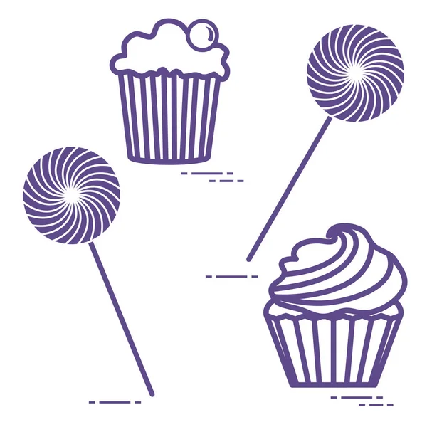 Piruletas y pasteles . — Archivo Imágenes Vectoriales