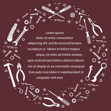 Yapı, inşaat ve ev onarım için çeşitli araçlar.