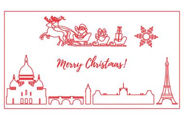 Noel Baba'ya kızak ile Paris'e uçan geyikler