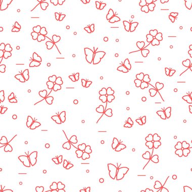 Shamrock ve kelebekler ile Seamless Modeli.