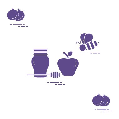 Apple Rosh Hashanah, nar, arı bal. Geleneksel J