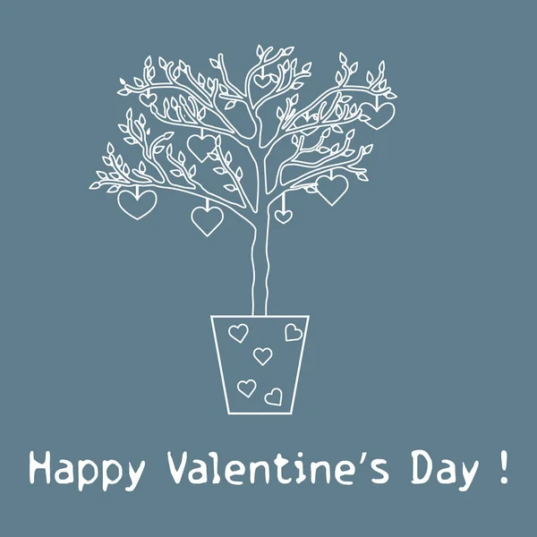마음으로 나무입니다. 인사말 카드 발렌타인 — 스톡 벡터