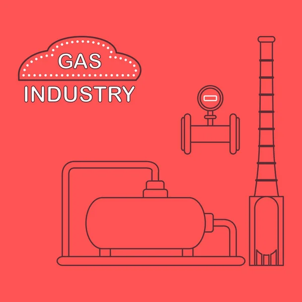 Planta de procesamiento de gas. Contador de gas industrial . — Vector de stock