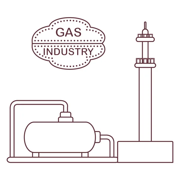 Unidade de processamento de gás. Tanque de armazenamento de gás . — Vetor de Stock