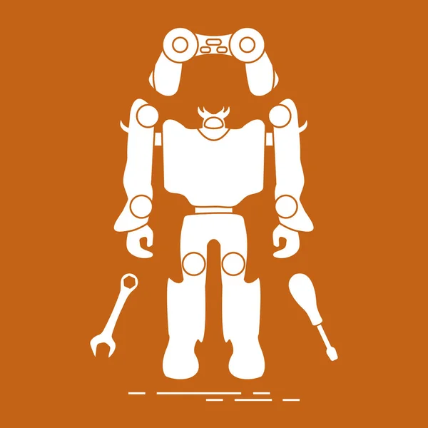 玩具: 机器人, 控制台, 扳手, 螺丝刀. — 图库矢量图片