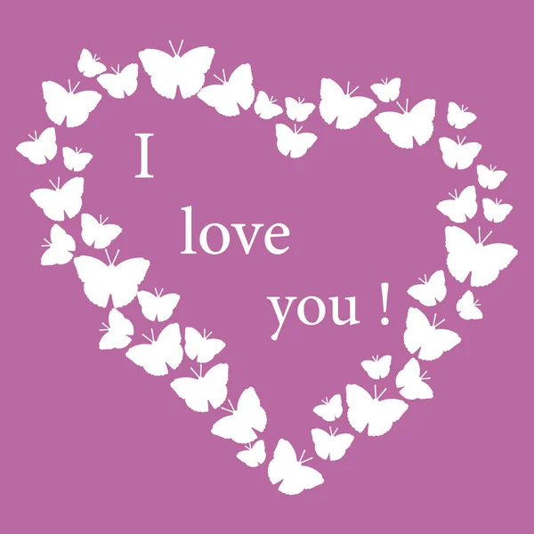 Butterflies in Hearts. Valentine's Day. I love you — Stock Vector