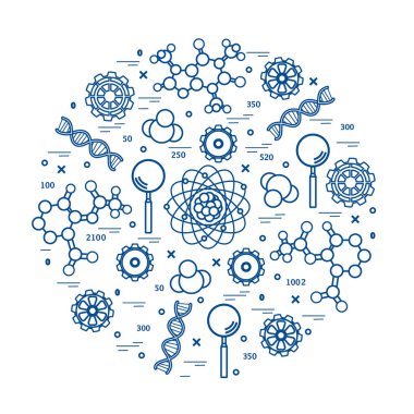 Stilize vektör simge çeşitli bilimsel, eğitim elemanları.