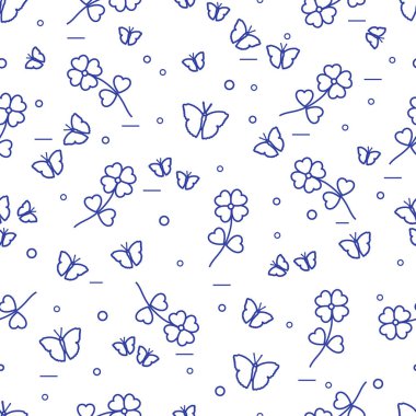 Shamrock ve kelebekler ile Seamless Modeli.