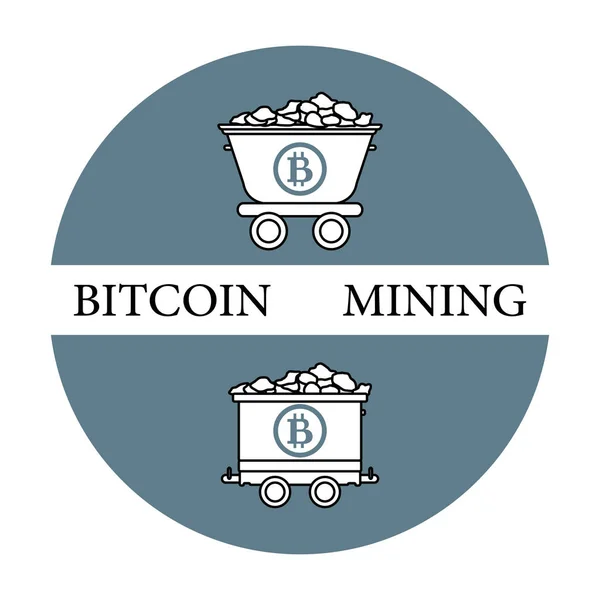 Mining bitcoins trolleys with ore. — Stock Vector