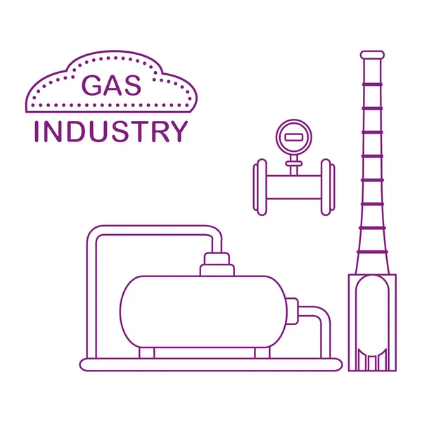 Unidade de processamento de gás. Medidor de gás industrial . — Vetor de Stock